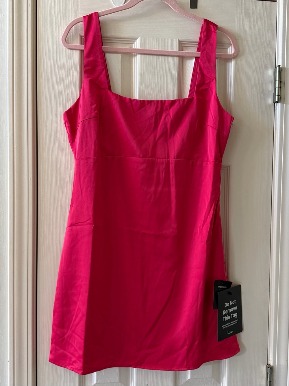 NWT Lulus Truly The Cutest Hot Pink Satin Mini Dress L